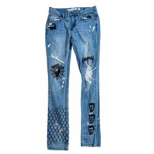 Broken Promises Mens Screen Printed Graphics Denim Jeans Size 32 x 32.5